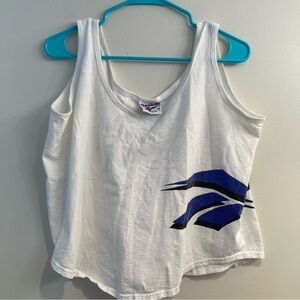 Vintage 1990's REEBOK, Womens Crop Tank Top, White, Size XL Made In USA